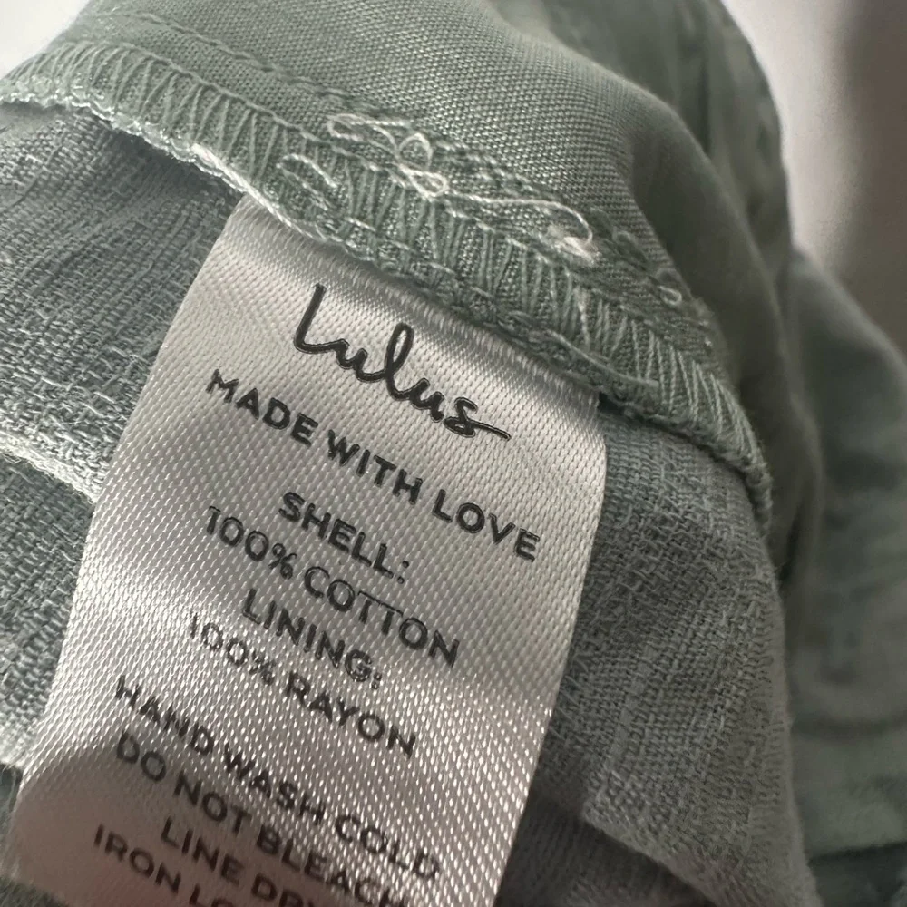 Lulus Breezy Sophistication Sage Green Textured Wide-Leg Jumpsuit new small - Picture 7 of 7